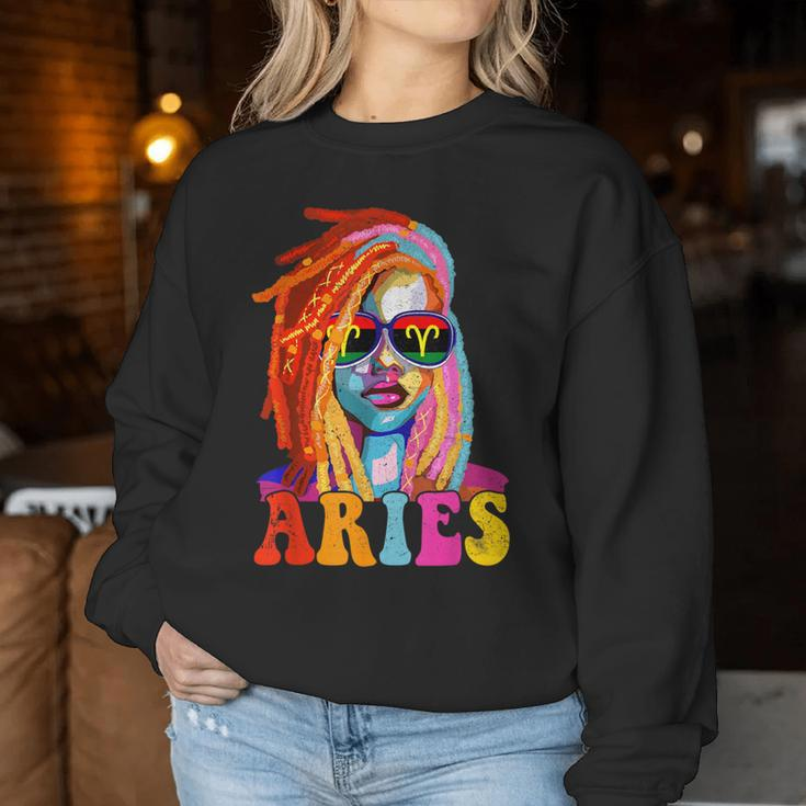 Aries Queen African American Loc'd Zodiac Sign Women Sweatshirt Funny Gifts