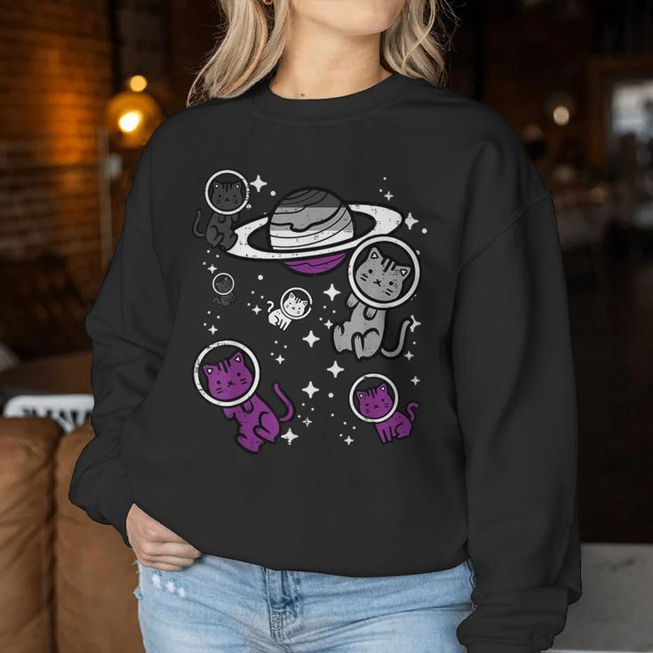 Asexual Cats Planet Ace Pride Flag Lgbt Space Girl Kid Women Sweatshirt Unique Gifts