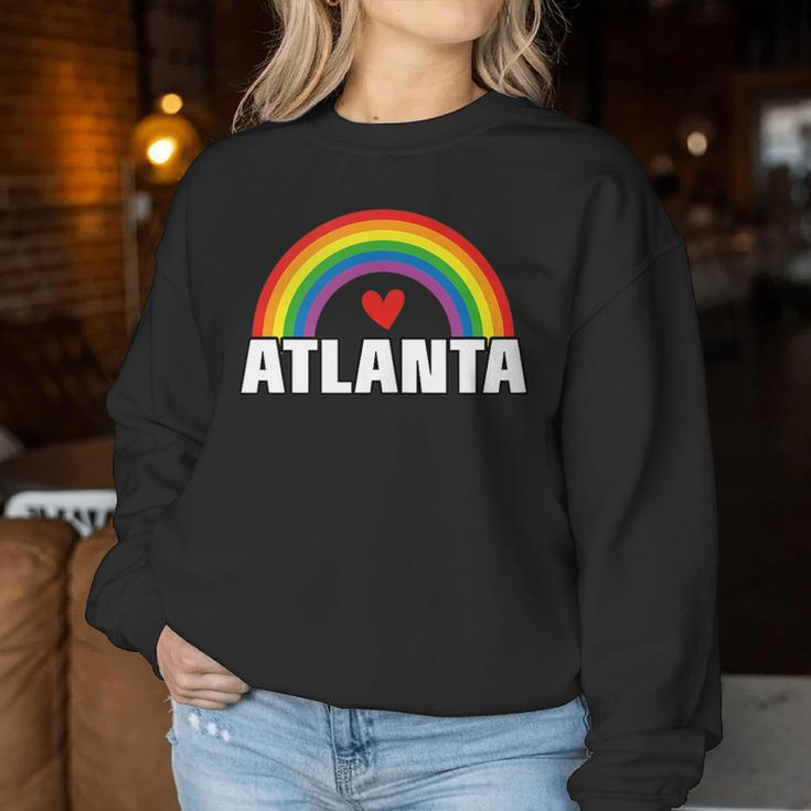 Atlanta Gay Pride Month Festival 2019 Rainbow Heart Women Sweatshirt Unique Gifts