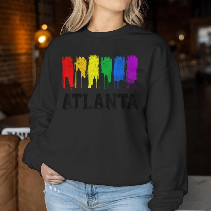 Atlanta Skyline Rainbow Atl Lgbtq Gay Pride Month Women Sweatshirt Unique Gifts