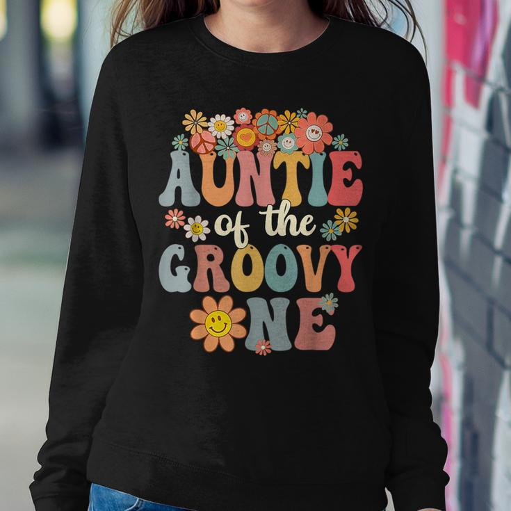 Auntie Of Groovy One Matching Family 1St Birthday Party Women Sweatshirt Unique Gifts