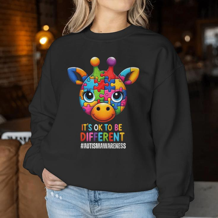 Autism Awareness Giraffe It's Ok To Be Different Women Sweatshirt Unique Gifts