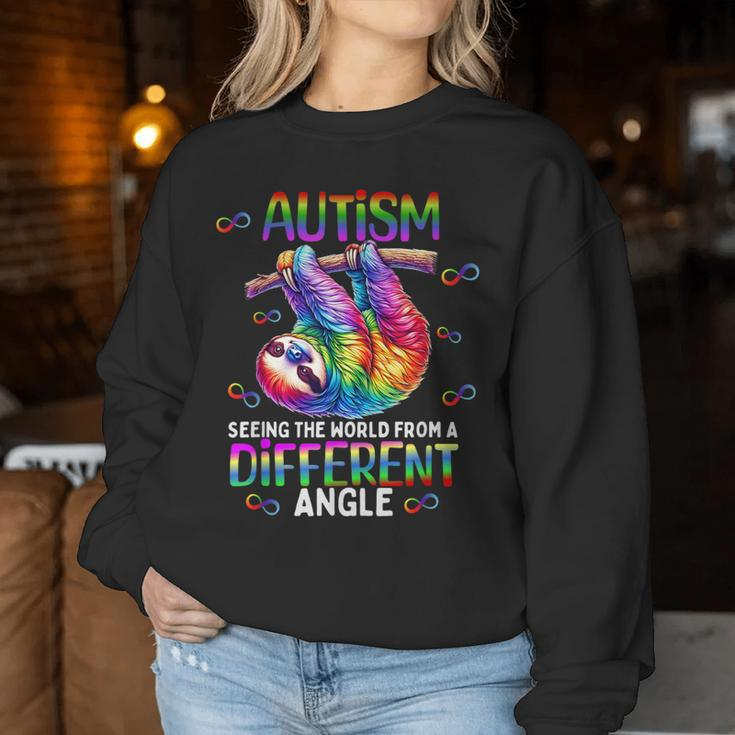 Autism Rainbow Sloth Seeing The World From Different Angle Women Sweatshirt Unique Gifts