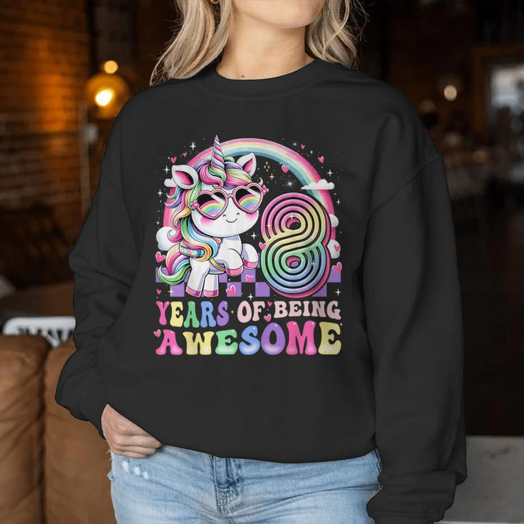 Awesome 8 Year Old Unicorn 8Th Birthday Girl Party Princess Women Sweatshirt Funny Gifts