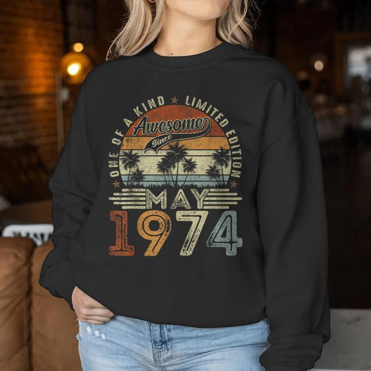 Awesome Since May 1974 Vintage 50Th Birthday Women Sweatshirt Funny Gifts