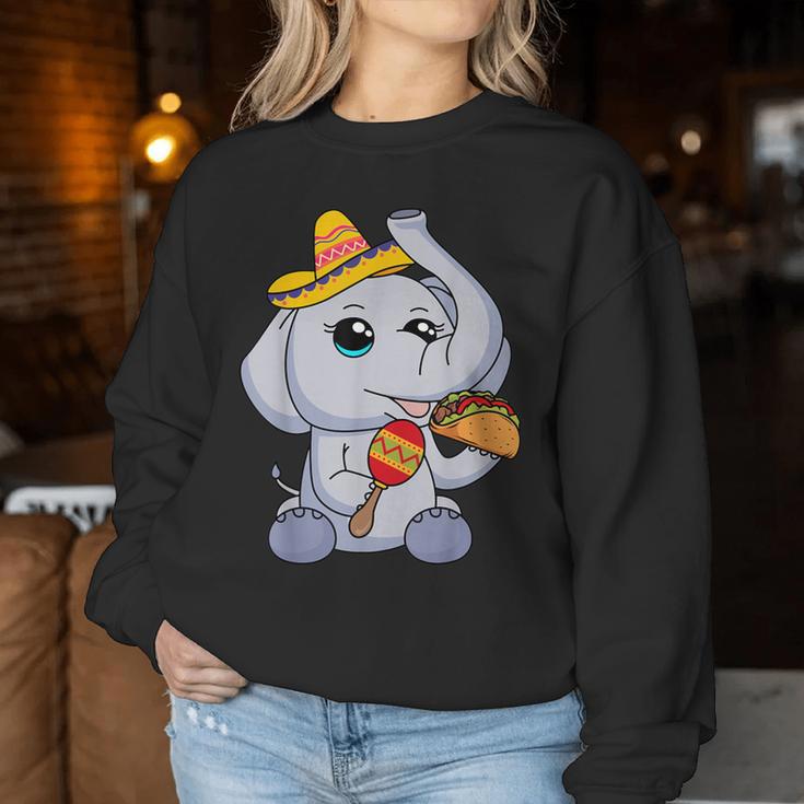 Baby Elephant Taco Kawaii Eyes Mexican Hat Maraca For Girls Women Sweatshirt Unique Gifts