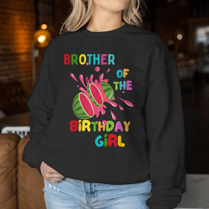 Baby Melon Brother Of The Birthday Girl Watermelon Family Women Sweatshirt Personalized Gifts