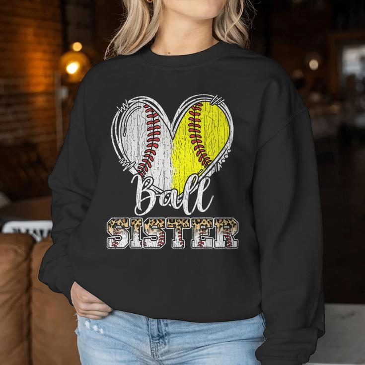 Ball Sister Heart Baseball Softball Sister Women Sweatshirt Funny Gifts