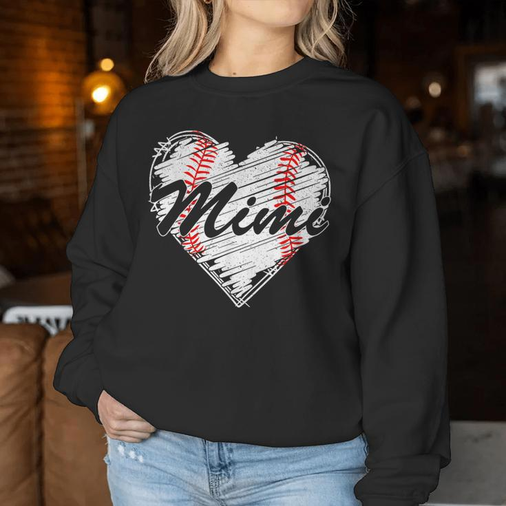 Baseball Mimi Retro Heart Baseball Grandma Mother's Day Women Sweatshirt Funny Gifts
