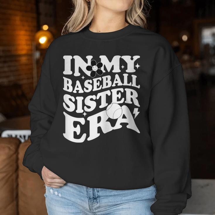 In My Baseball Sister Era Groovy Retro Baseball Women Sweatshirt Personalized Gifts