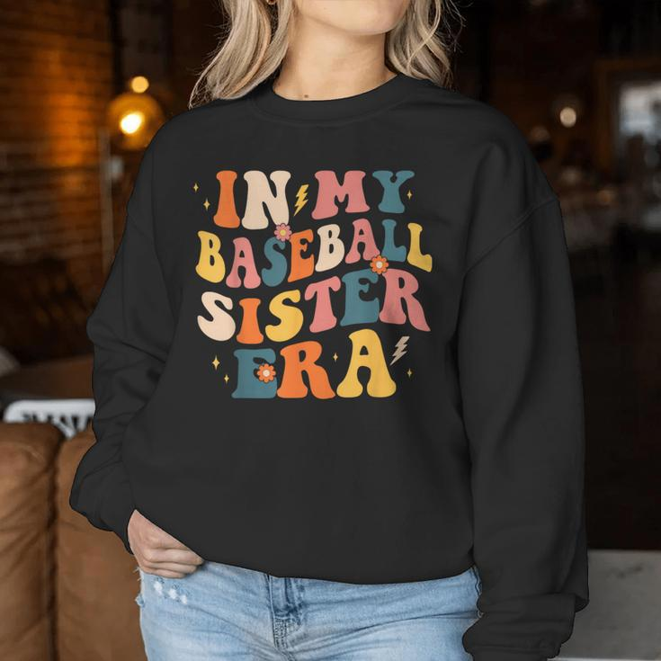 In My Baseball Sister Era Groovy Baseball Sister Women Sweatshirt Unique Gifts
