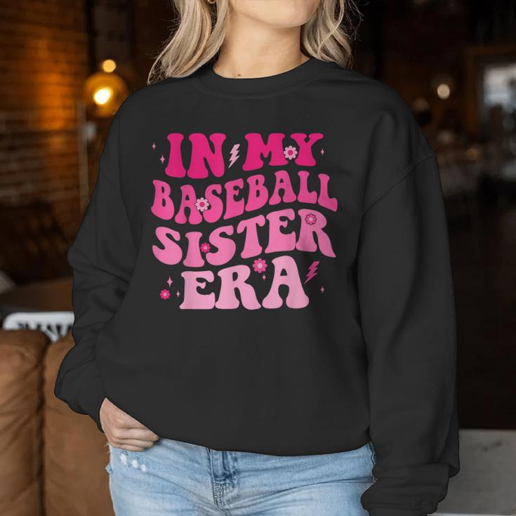 In My Baseball Sister Era Groovy Baseball Sister Women Sweatshirt Personalized Gifts