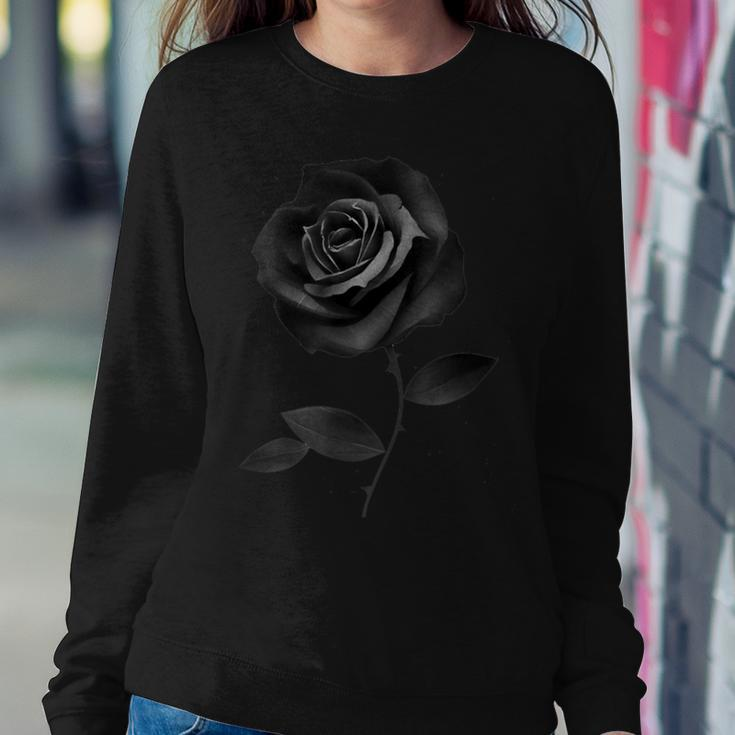 Beautiful Black Rose Flower Silhouette Women Sweatshirt Unique Gifts