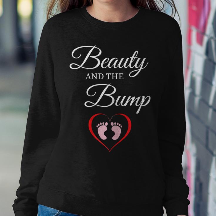 Beauty And The BumpGirl Cute Pregnancy Announcement Women Sweatshirt Unique Gifts