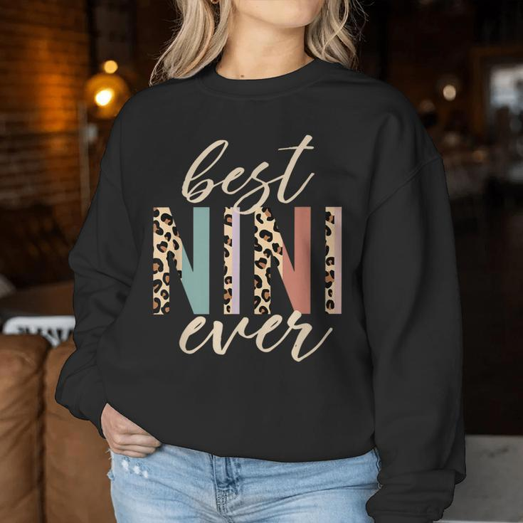 Best Nini Ever Leopard Print Mother's Day Women Sweatshirt Funny Gifts