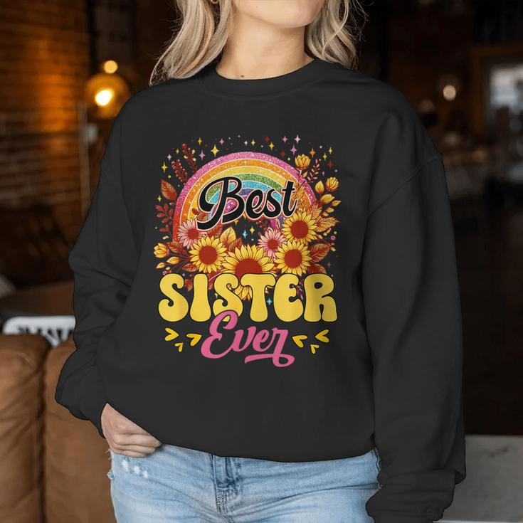Best Sister Ever Sunflowers Colourful Rainbow Mother's Day Women Sweatshirt Unique Gifts