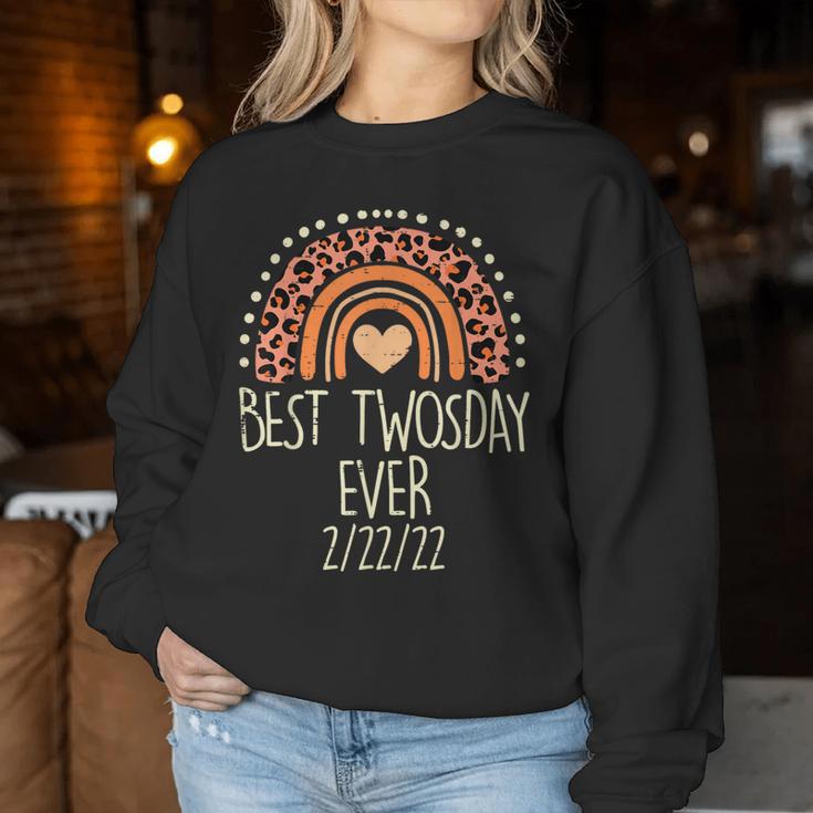 Best Twosday Ever 2-22-22 Leopard Twos Day 2022 Teacher Women Sweatshirt Unique Gifts