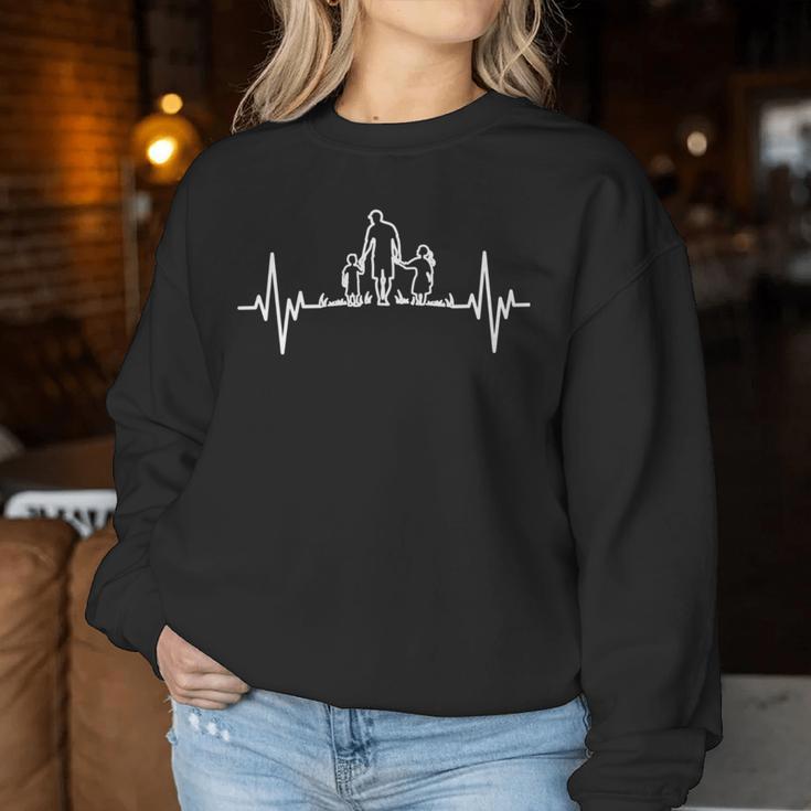 Bester Papa Der Welt Heartbeat Father Son And Daughter Sweatshirt Frauen Lustige Geschenke