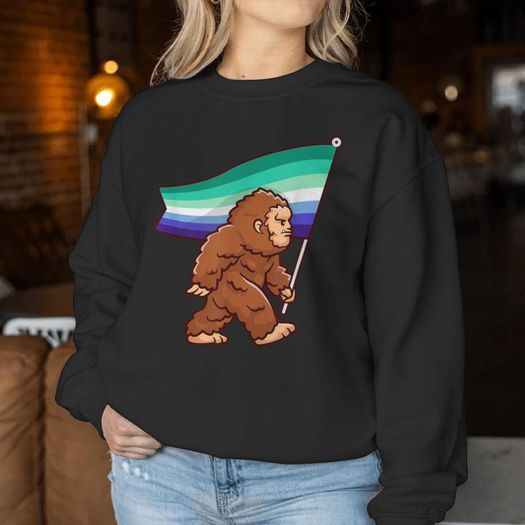 Bigfoot Gay Pride Lgbt Rainbow Mlm Flag Sasquatch Women Sweatshirt Unique Gifts