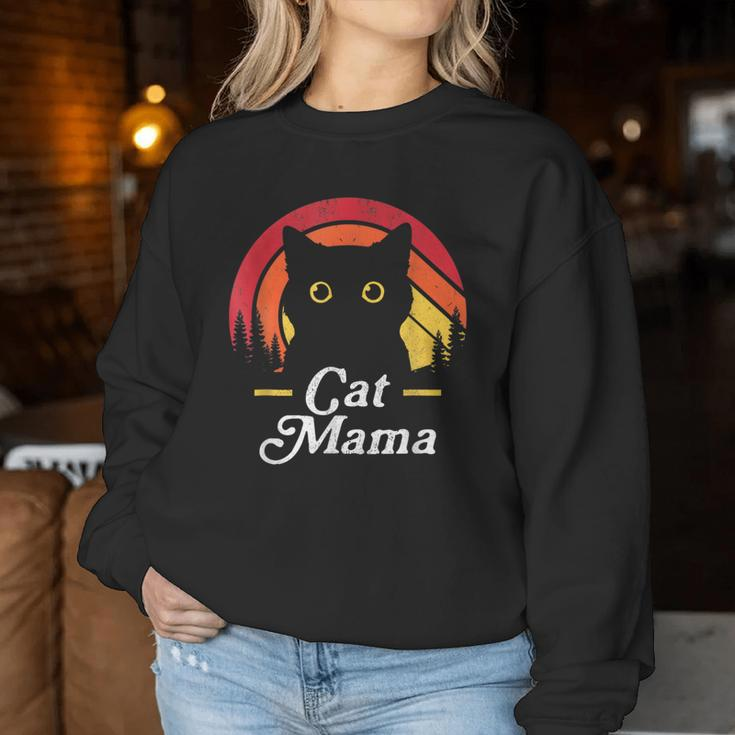 Black Cat Mom Mama Retro Wildlife Happy Mother's Day 2024 Women Sweatshirt Funny Gifts