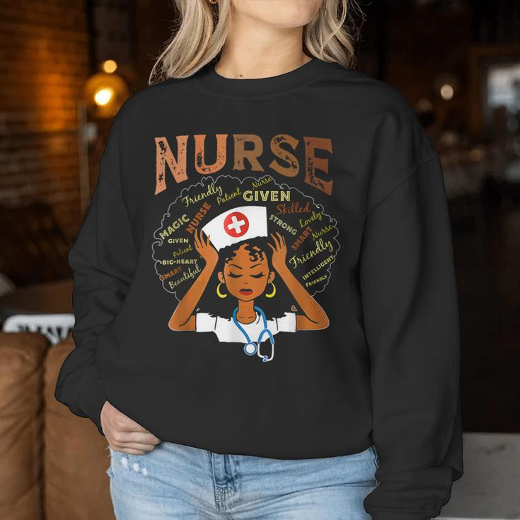 Black Nurse Black History Blm Melanin Afro Woman Nursing Women Sweatshirt Funny Gifts