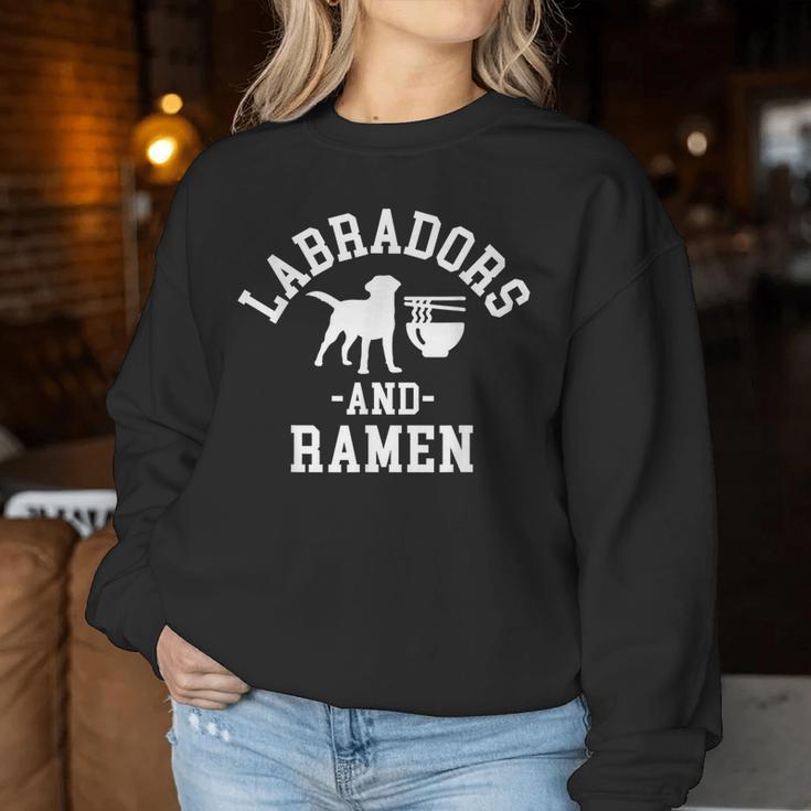 Black Yellow Chocolate Labs And Ramen Labrador Lab Mom Dad Women Sweatshirt Unique Gifts