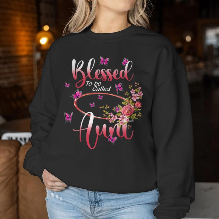 Blessed To Be Called Aunt Cute Flower Happy Women Sweatshirt Funny Gifts