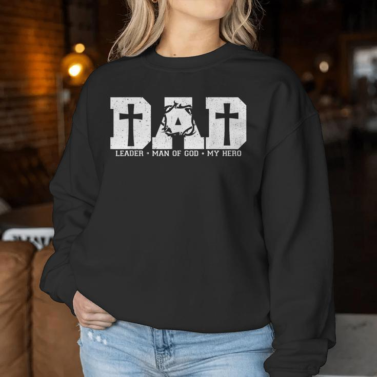 Blessed Dad Daddy Cross Christian Religious Father's Day Women Sweatshirt Unique Gifts