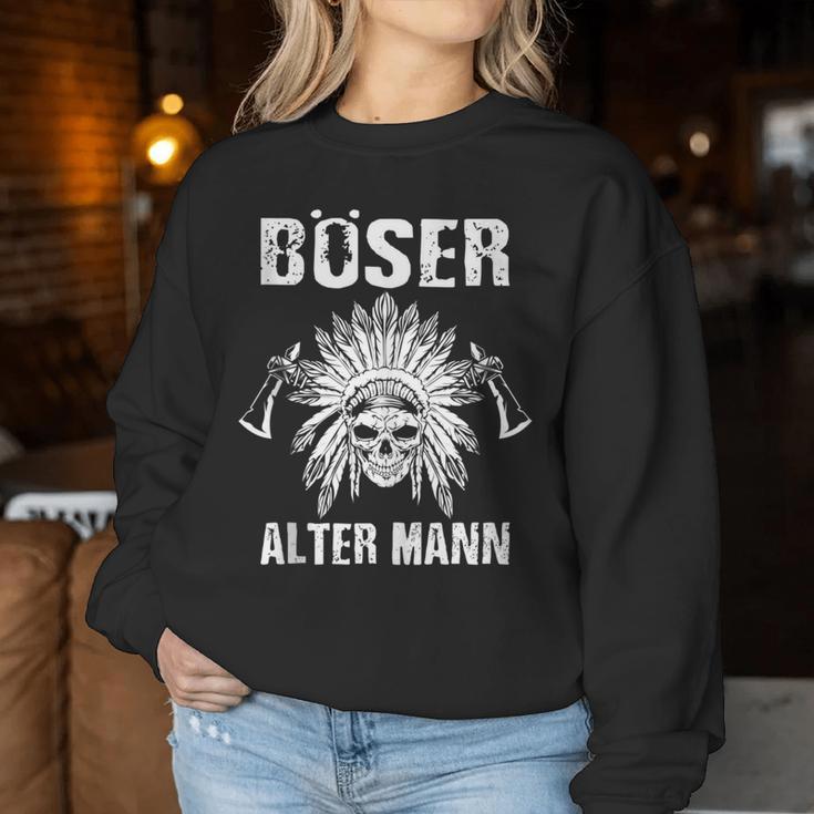 Böser Alter Mannatertagintage Opa Papa Indianer Tomahawk Sweatshirt Frauen Lustige Geschenke