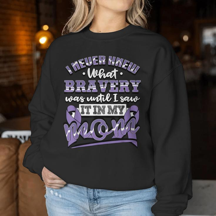 Bravery In My Mom Stomach Cancer Awareness Ribbon Women Sweatshirt Unique Gifts