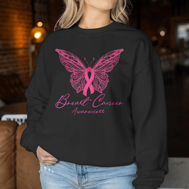 Breast Cancer Awareness Pink Butterfly Pink Ribbon Women Women Sweatshirt Unique Gifts