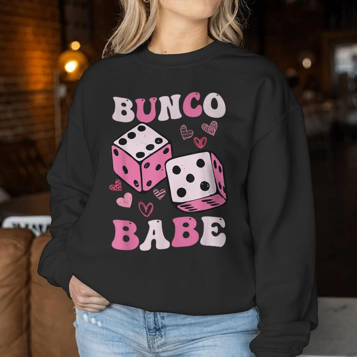 Bunco Babe Bunco Game Night Retro Groovy Gamble Women Sweatshirt Unique Gifts