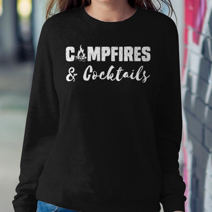 Campfires And Cocktails Bonfire Camping Campfire Women Sweatshirt Unique Gifts