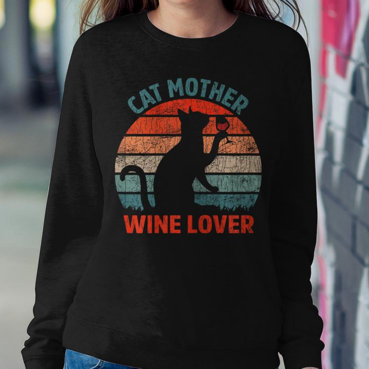 Cat Mother Wine Lover Owner Graphic Women Sweatshirt Unique Gifts