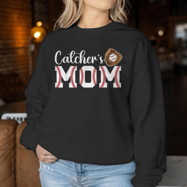 Catcher s Mom Baseball Catcher Mom Baseball Catcher Mother Women Sweatshirt Monsterry