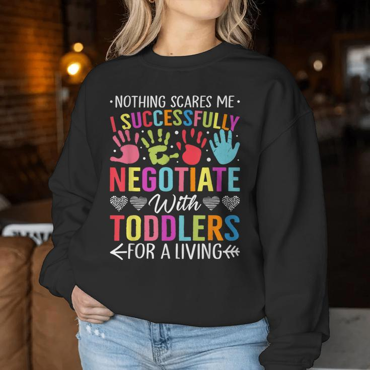 Childcare Teacher Negotiate With Toddlers Daycare Provider Women Sweatshirt Funny Gifts