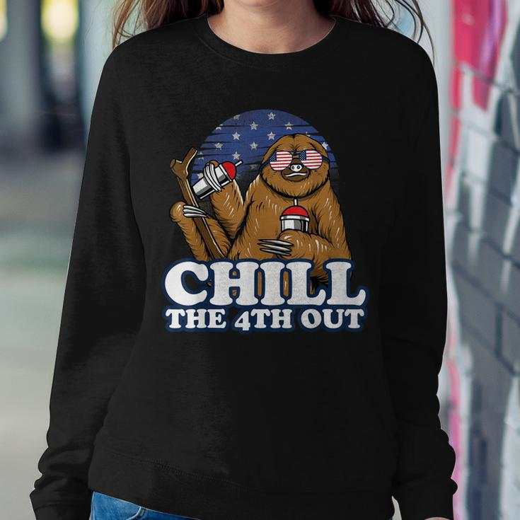Chill The 4Th Out Patriotic Fourth Of July Sloth Women Sweatshirt Unique Gifts
