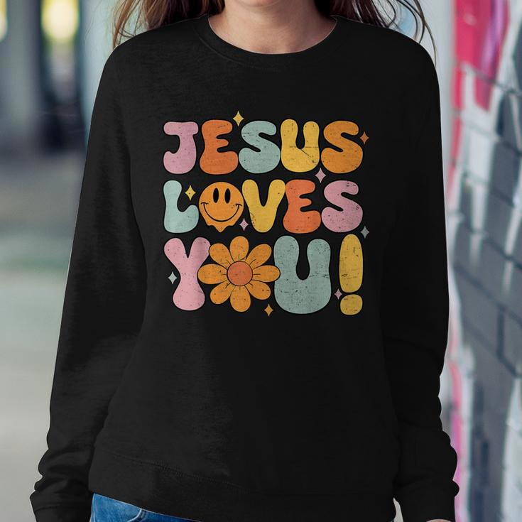 Christian Jesus Loves You Groovy Vintage Cute Kid Girl Women Women Sweatshirt Unique Gifts