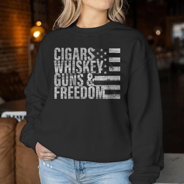 Cigars Whiskey Guns & Freedom Flag Women Sweatshirt Unique Gifts