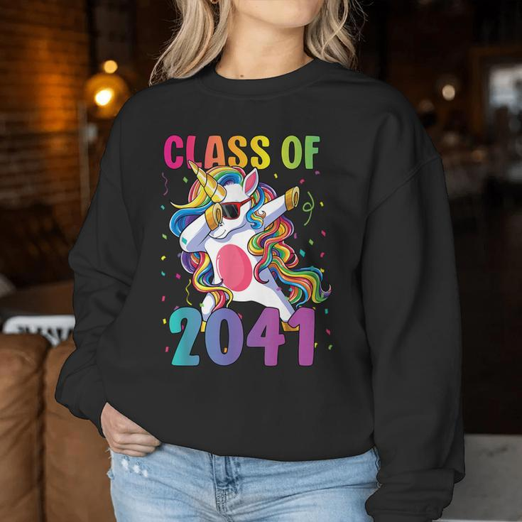 Class Of 2041 Girls Dabbing Unicorn Grow With Me Women Sweatshirt Unique Gifts