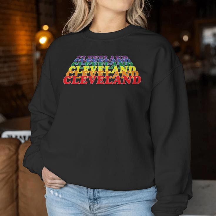 Cleveland City Gay Pride Rainbow Word Women Sweatshirt Unique Gifts