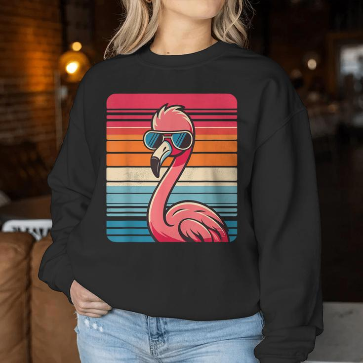 Cool Retro Flamingo In Sunglasses 70S 80S 90S Flamingo Women Sweatshirt Funny Gifts