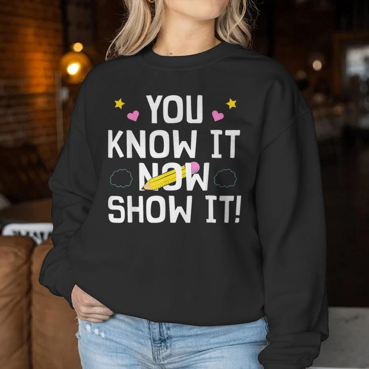 Cool Teacher Testing For Test Day Math Science Women Sweatshirt Funny Gifts