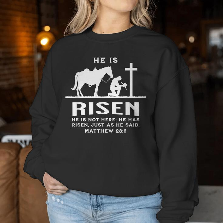 Cowboy Kneeling Cross Easter Risen Western Christian Jesus Women Sweatshirt Unique Gifts