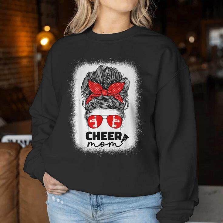 Cute Cheer Mom For Cheerleader Mom Red Messy Bun Mom Women Sweatshirt Unique Gifts