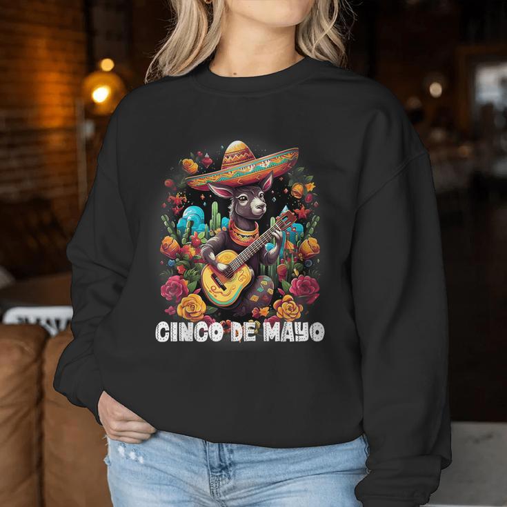 Cute Donkey Cinco De Mayo Mexican Party Guitar Music Apparel Women Sweatshirt Unique Gifts