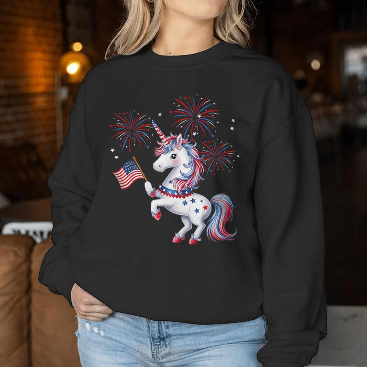 Cute Patriotic Americorn Unicorn Fireworks Girls 4Th Of July Women Sweatshirt Unique Gifts