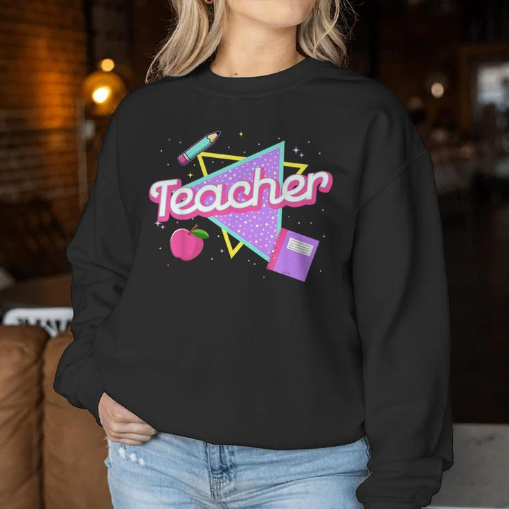 Cute Teacher 80'S 90'S Style Retro Old School Teacher Women Sweatshirt Unique Gifts