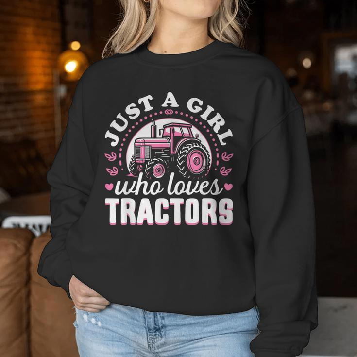 Cute Tractor Pink Just A Girl Who Loves Tractors Women Sweatshirt Unique Gifts