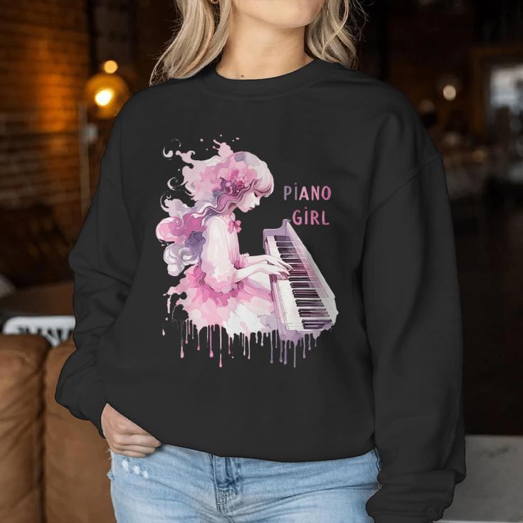 Cute Watercolor Piano Girl Pianist Keyboard Musician Music Women Sweatshirt Personalized Gifts